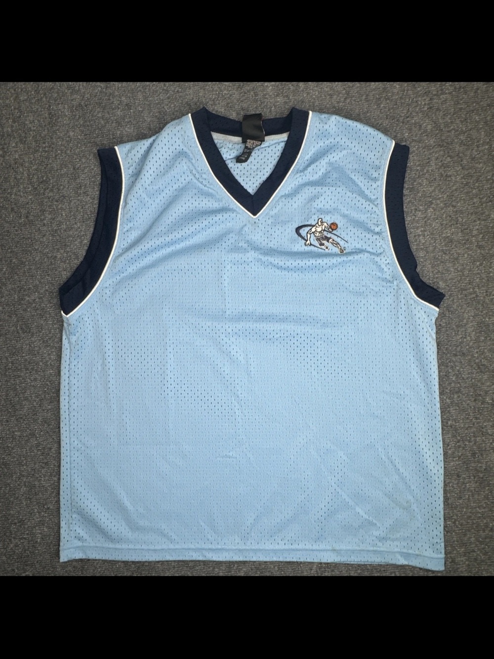 And1 Light Blue and Navy Mesh Basketball Jersey